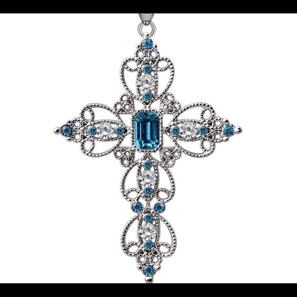 💙 New rhinestone and silver cross necklace 💙 - Picture 2 of 2